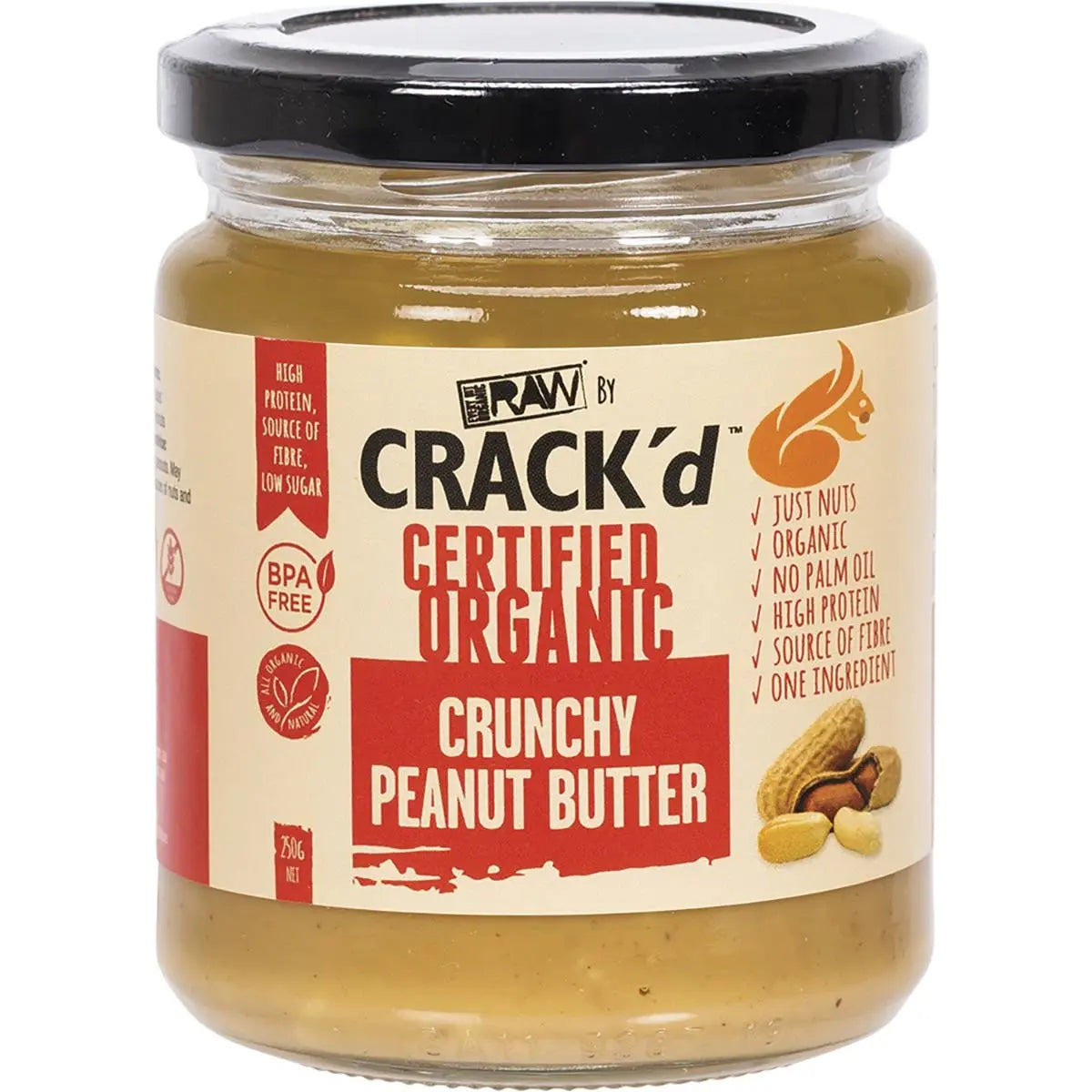 EVERY BIT ORGANIC RAW Crack'd Crunchy Peanut Butter 250g EVERY BIT