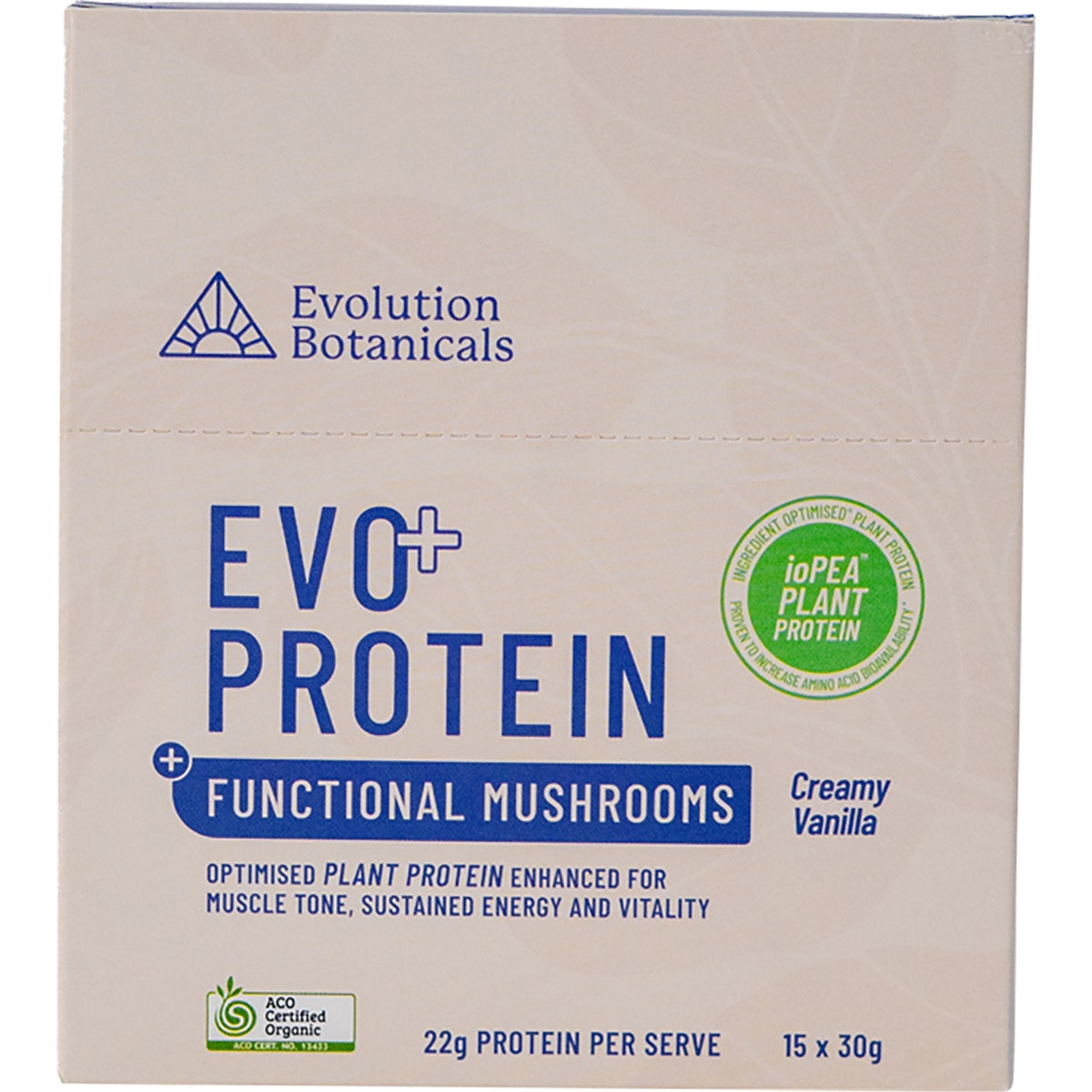 Evolution Botanicals EVO+ Protein Functional Mushrooms Creamy Vanilla 15x30g - Cutprice Online