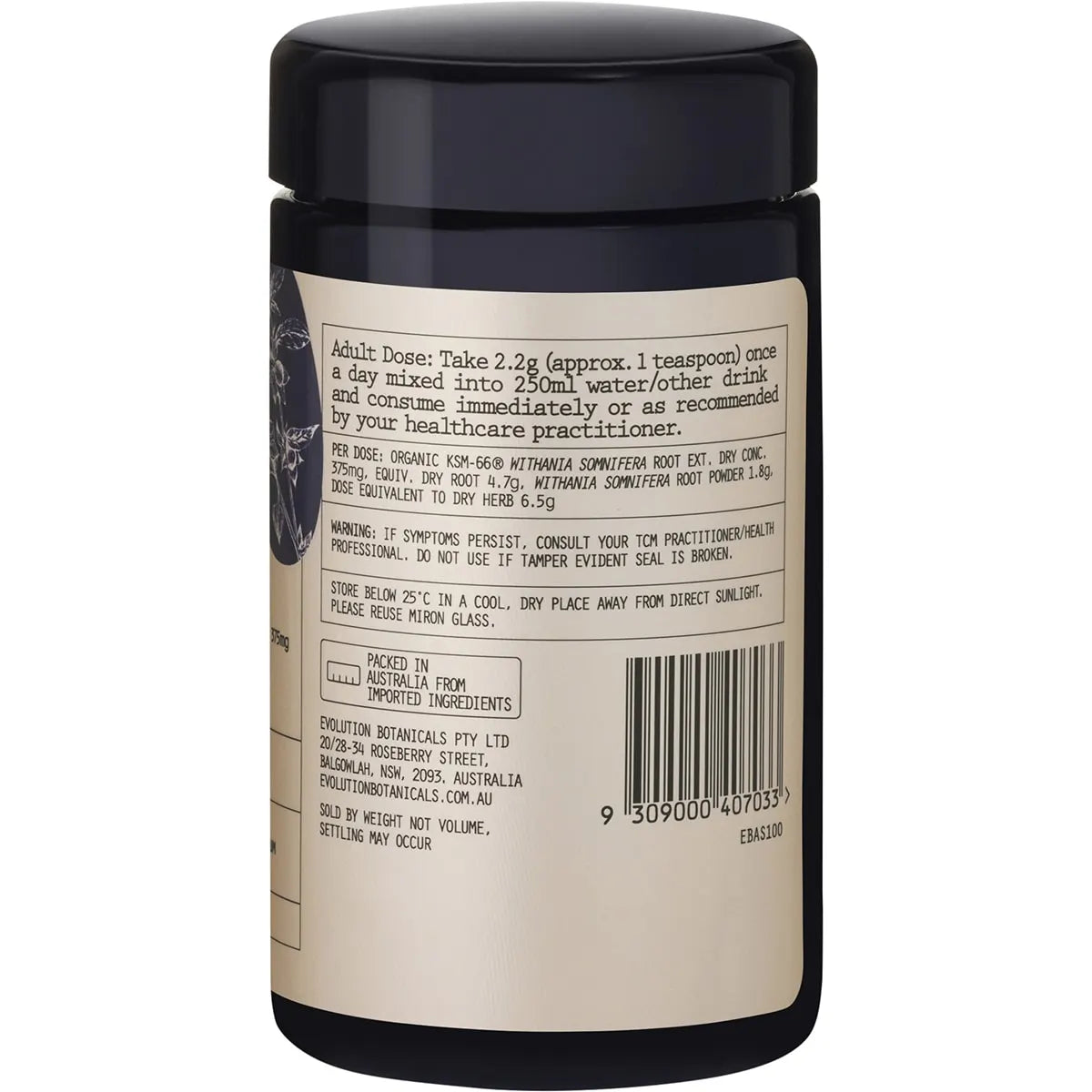EVOLUTION BOTANICALS Ashwagandha Tonic Herbs 100g - Cutprice Online