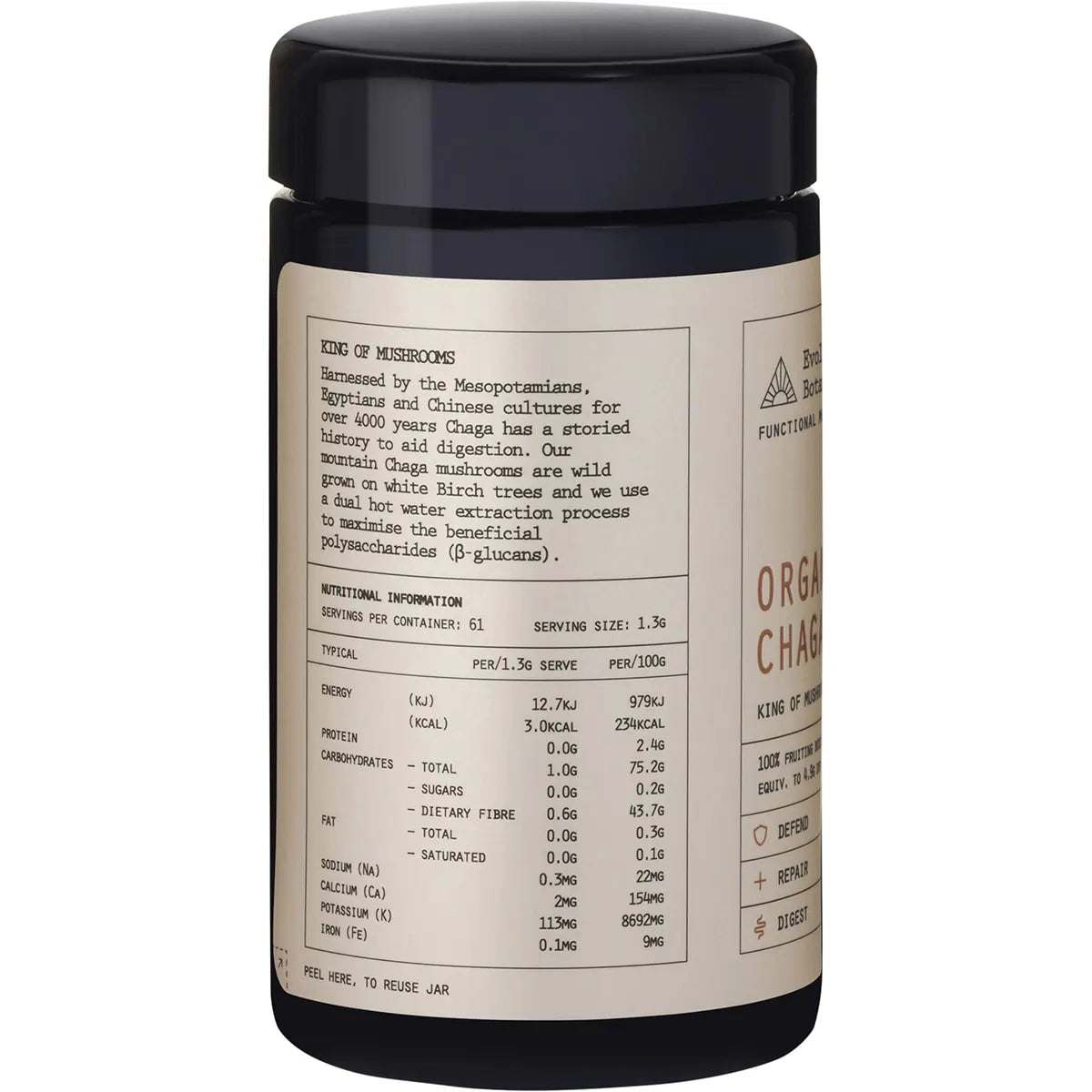 EVOLUTION BOTANICALS Organic Chaga King of Mushrooms 80g - Cutprice Online