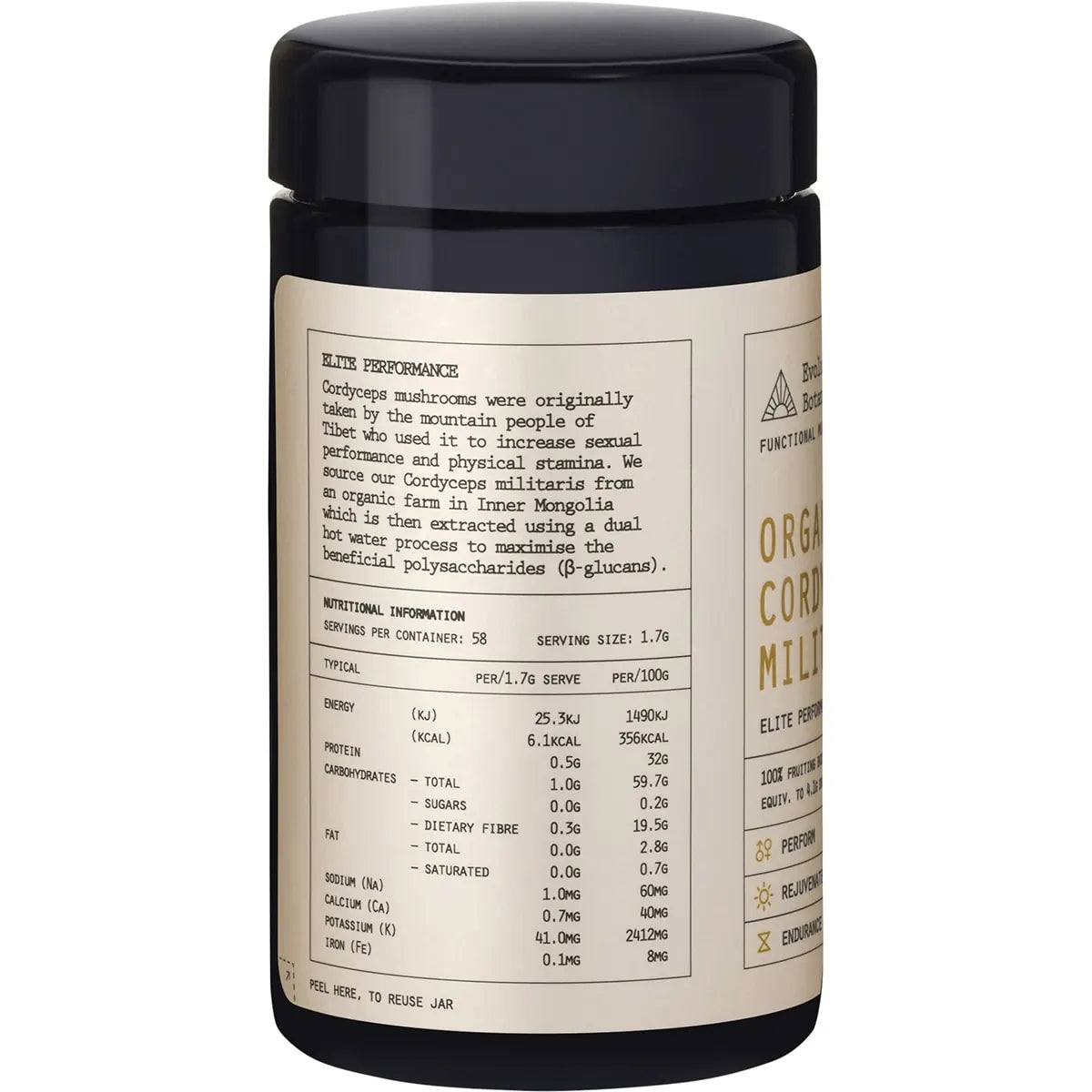 EVOLUTION BOTANICALS Organic Cordyceps Militaris Elite Performance 100g - Cutprice Online
