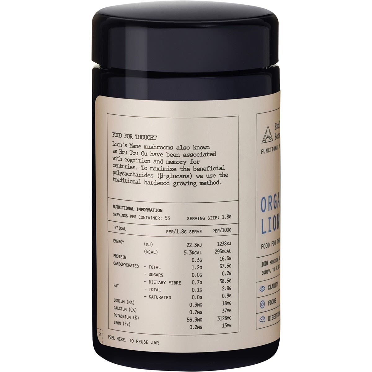 EVOLUTION BOTANICALS Organic Lion's Mane Food For Thought 100g EVOLUTION BOTANICALS