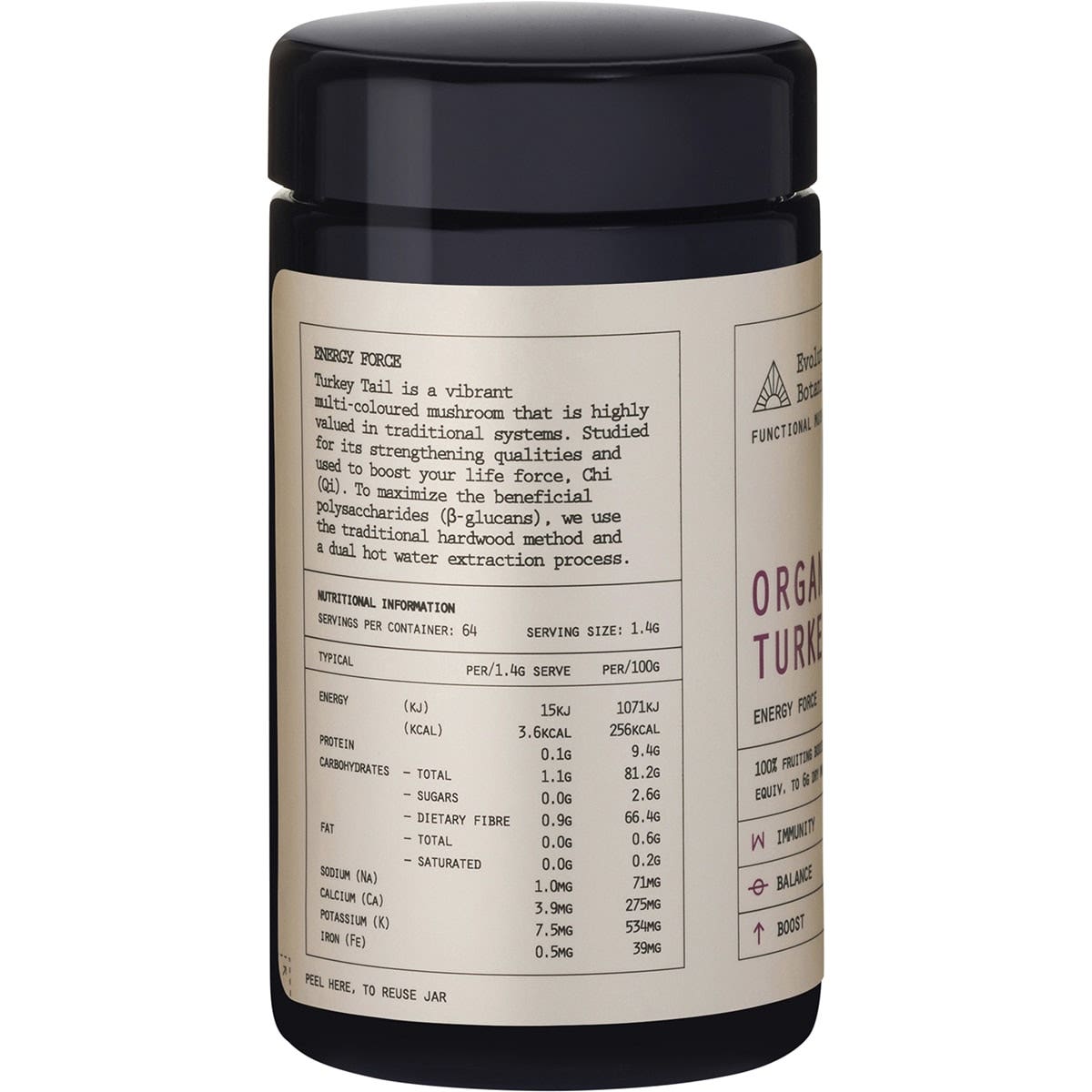 EVOLUTION BOTANICALS Organic Turkey Tail Energy Force 90g - Cutprice Online