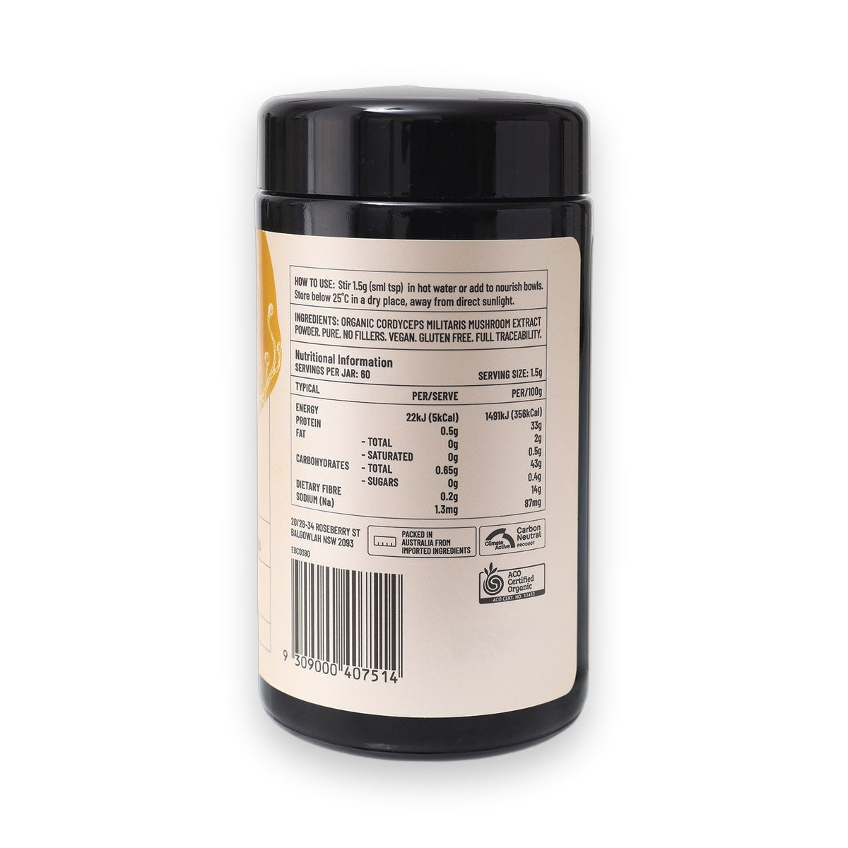 Evolution Botanicals Organic Cordyceps Militaris Elite Performance 90g