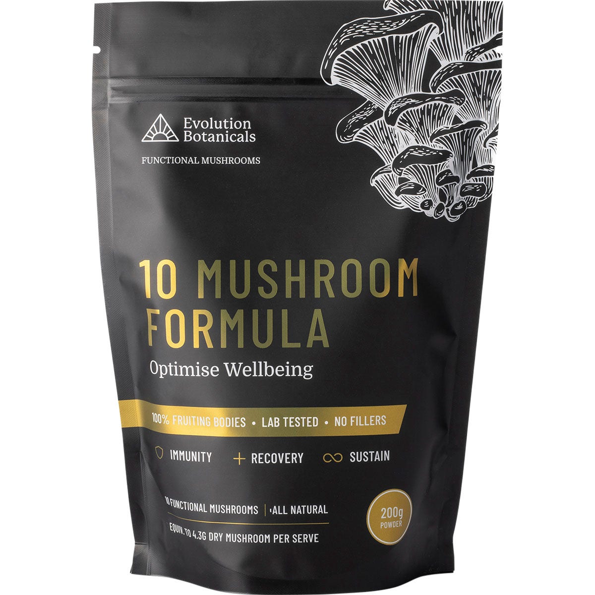 EVOLUTION BOTANICALS 10 Mushroom Formula Optimise Wellbeing 200g - Cutprice Online