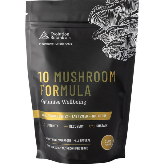 EVOLUTION BOTANICALS 10 Mushroom Formula Optimise Wellbeing 200g - Cutprice Online
