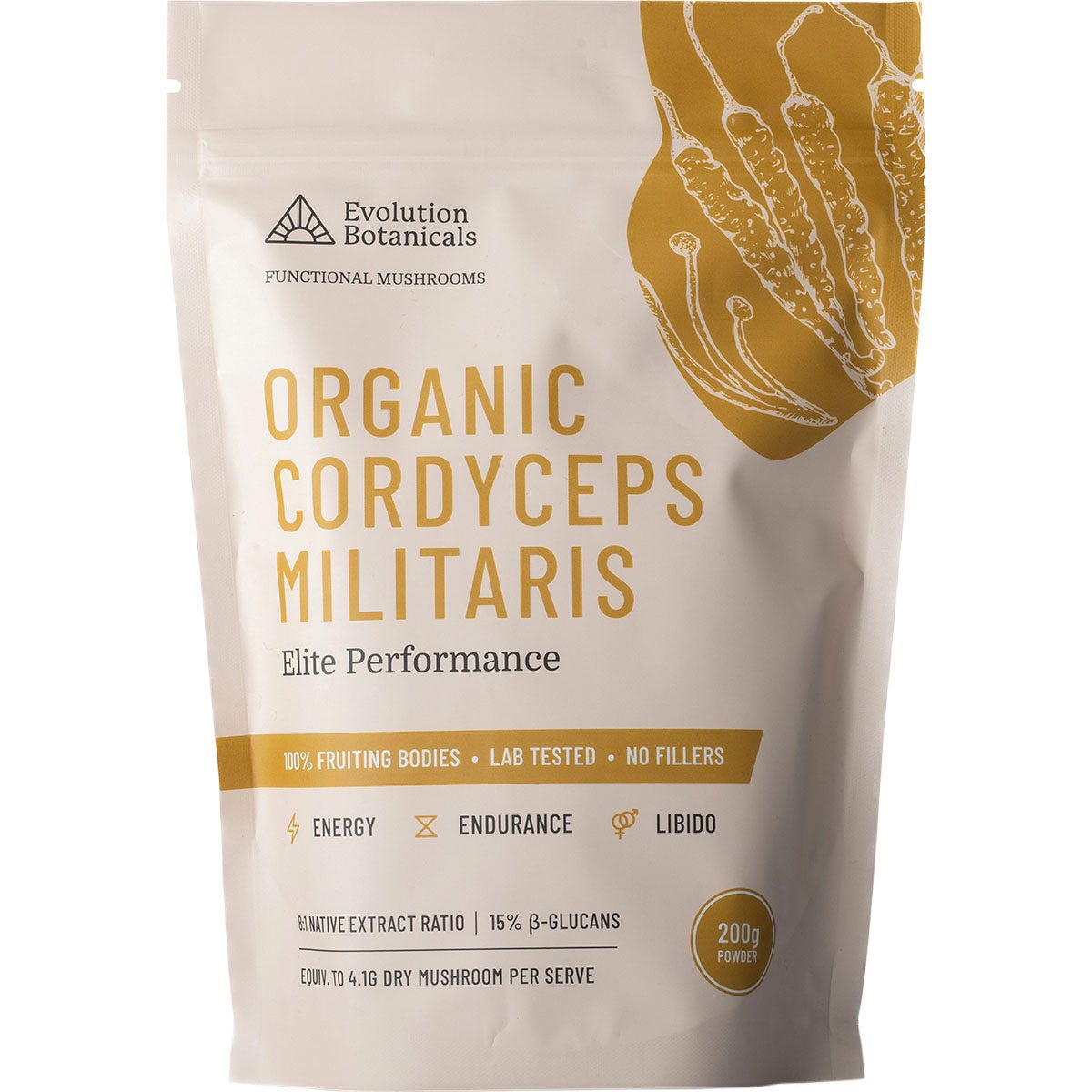 EVOLUTION BOTANICALS Organic Cordyceps Militaris Elite Performance 200g - Cutprice Online