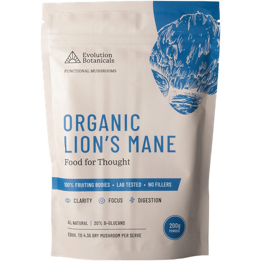 EVOLUTION BOTANICALS Organic Lion's Mane Food For Thought 200g - Cutprice Online