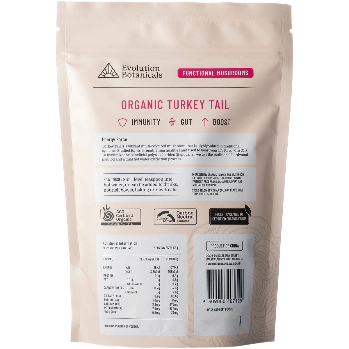 EVOLUTION BOTANICALS Organic Turkey Tail Energy Force 200g - Cutprice Online