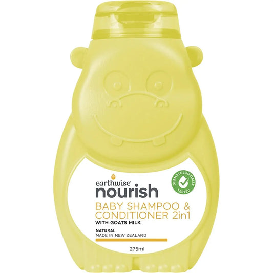 EARTHWISE NOURISH Hippo Baby Shampoo & Conditioner 2in1 275ml EARTHWISE