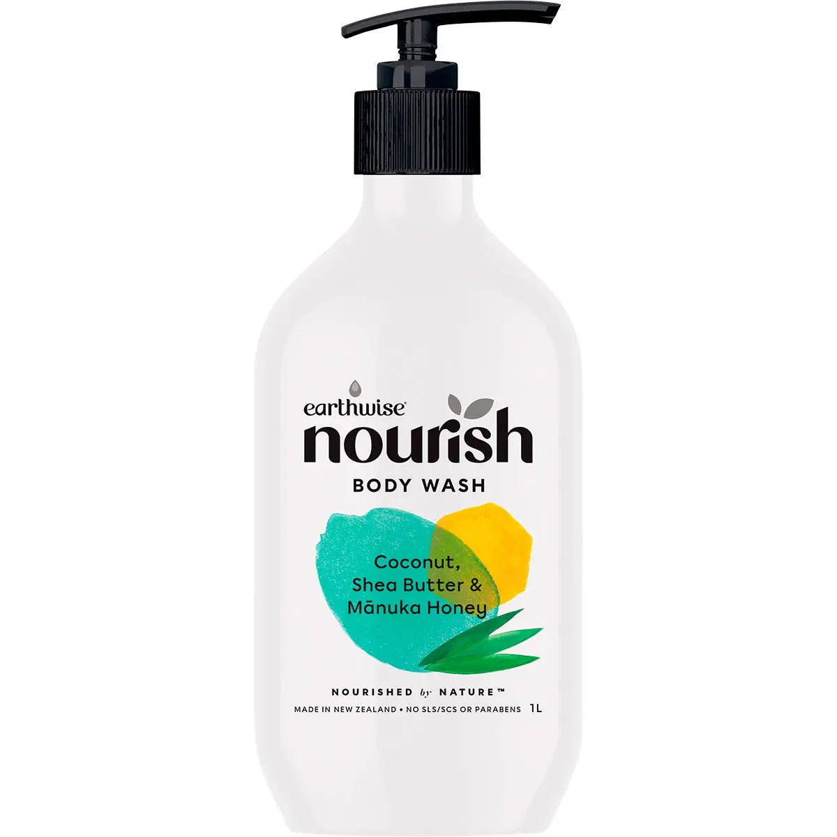 EARTHWISE NOURISH Body Wash Coconut, Shea Butter & Manuka Honey 1L EARTHWISE