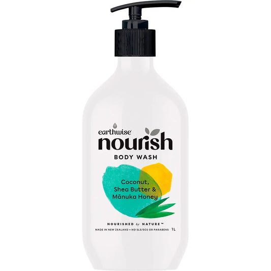 EARTHWISE NOURISH Body Wash Coconut, Shea Butter & Manuka Honey 1L EARTHWISE