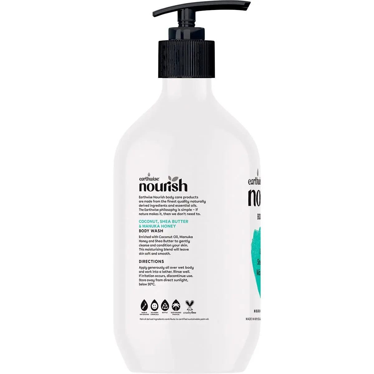 EARTHWISE NOURISH Body Wash Coconut, Shea Butter & Manuka Honey 1L EARTHWISE