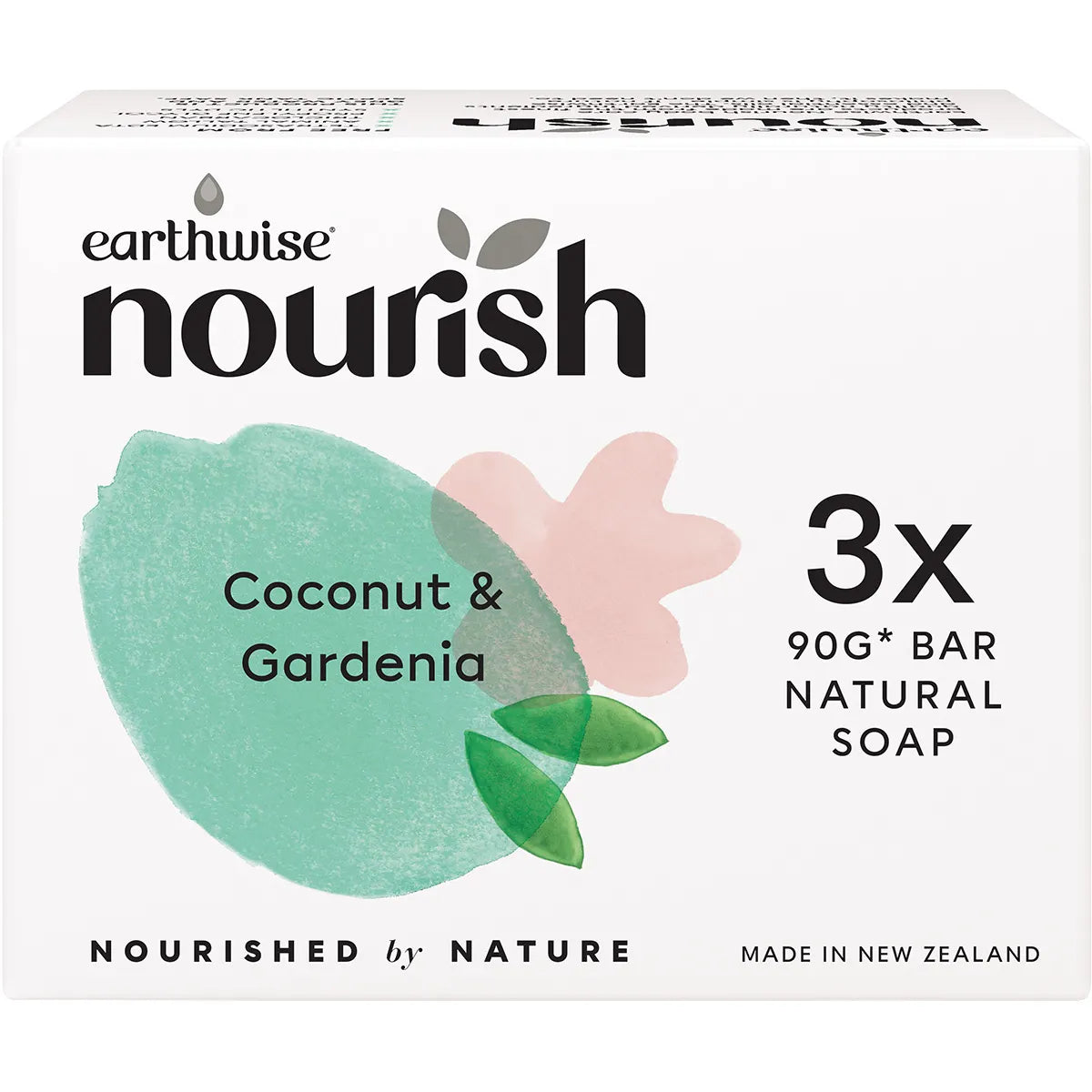 EARTHWISE NOURISH Natural Soap Bar Coconut & Gardenia 3x90g EARTHWISE