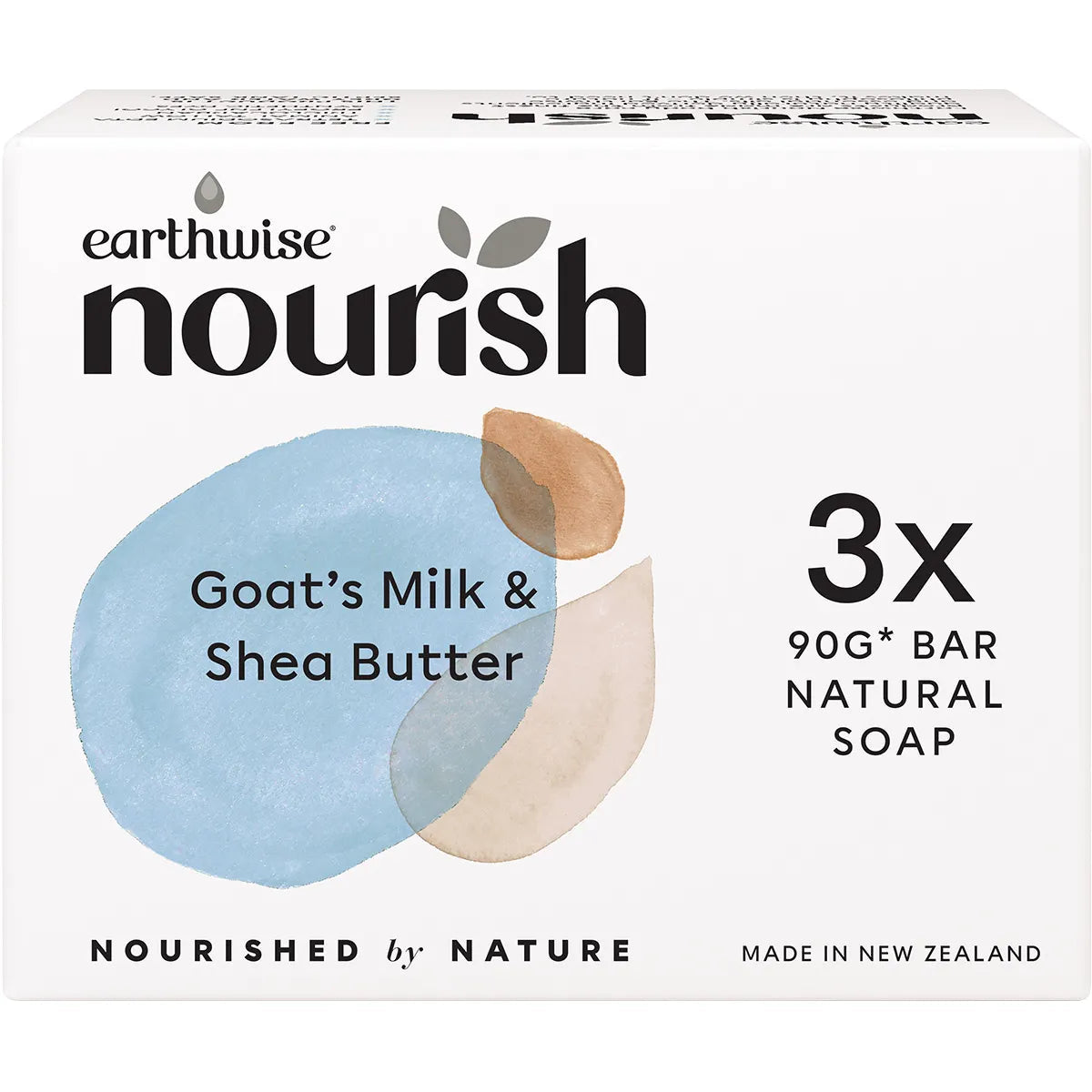 EARTHWISE NOURISH Natural Soap Bar Goat's Milk & Shea Butter 3x90g EARTHWISE