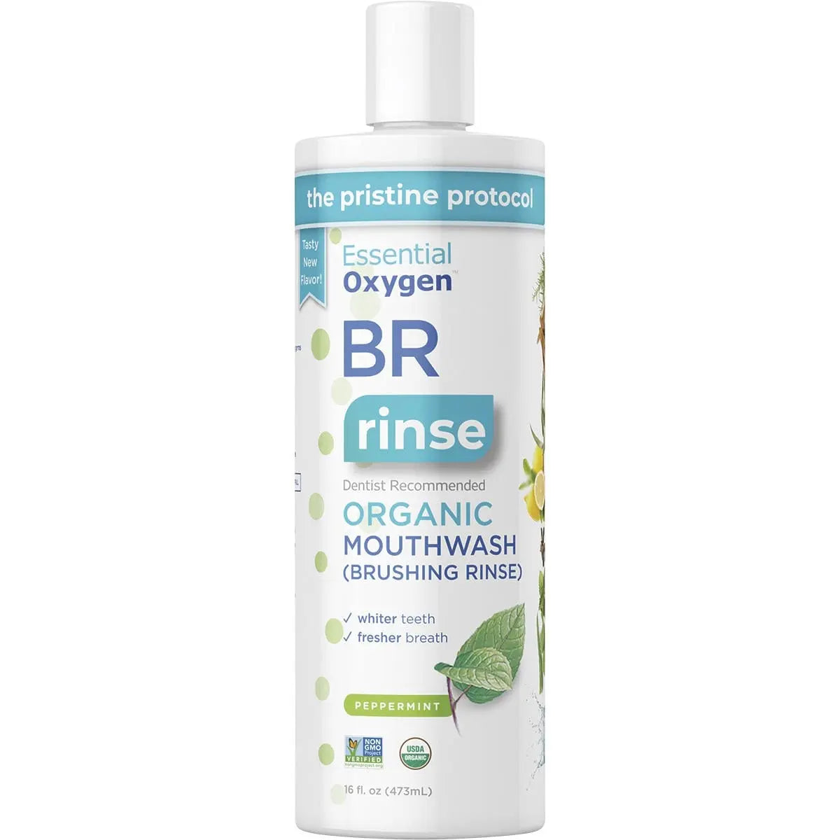 ESSENTIAL OXYGEN Toothpaste/Mouthwash Brushing Rinse - Peppermint 473ml ESSENTIAL OXYGEN