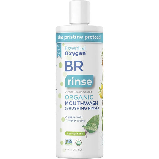 ESSENTIAL OXYGEN Toothpaste/Mouthwash Brushing Rinse - Peppermint 473ml ESSENTIAL OXYGEN