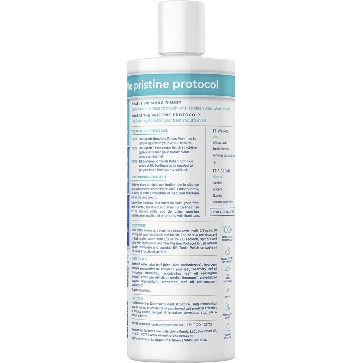 ESSENTIAL OXYGEN Toothpaste/Mouthwash Brushing Rinse - Peppermint 473ml ESSENTIAL OXYGEN