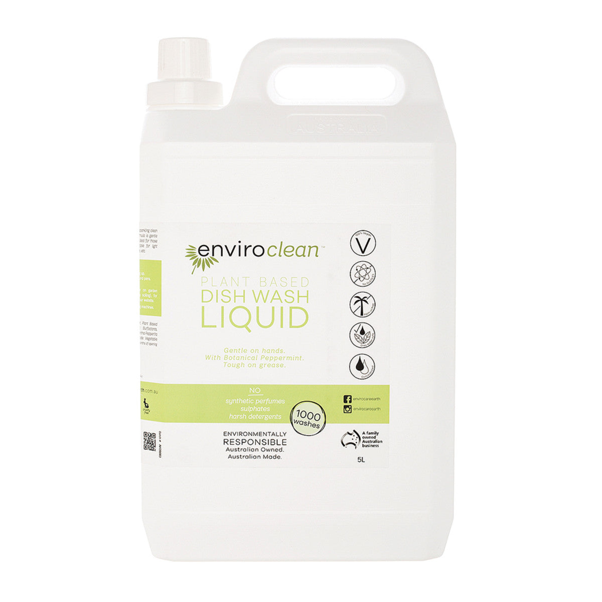 EnviroClean Plant Based Dish Wash Liquid (botanical peppermint) Liquid 5L - Cutprice Online