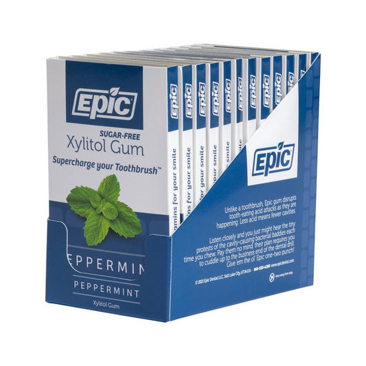 Epic Xylitol (Sugar-Free) Gum Peppermint 12 Piece Blister Pack x 12 - Cutprice Online
