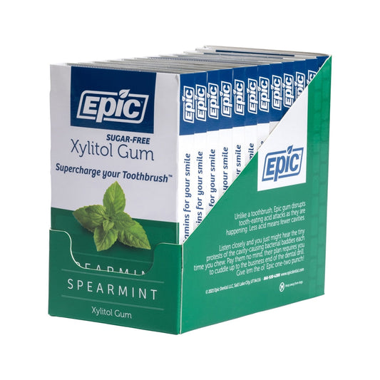 Epic Xylitol (Sugar-Free) Gum Spearmint 12 Piece Blister Pack x 12 Pack - Cutprice Online