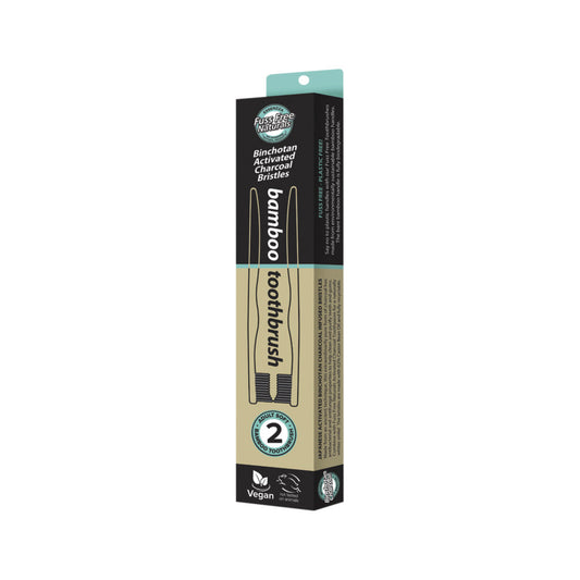 Essenzza Fuss Free Naturals Bamboo Toothbrush with Activated Charcoal Bristles Soft x 2 Pack - Cutprice Online
