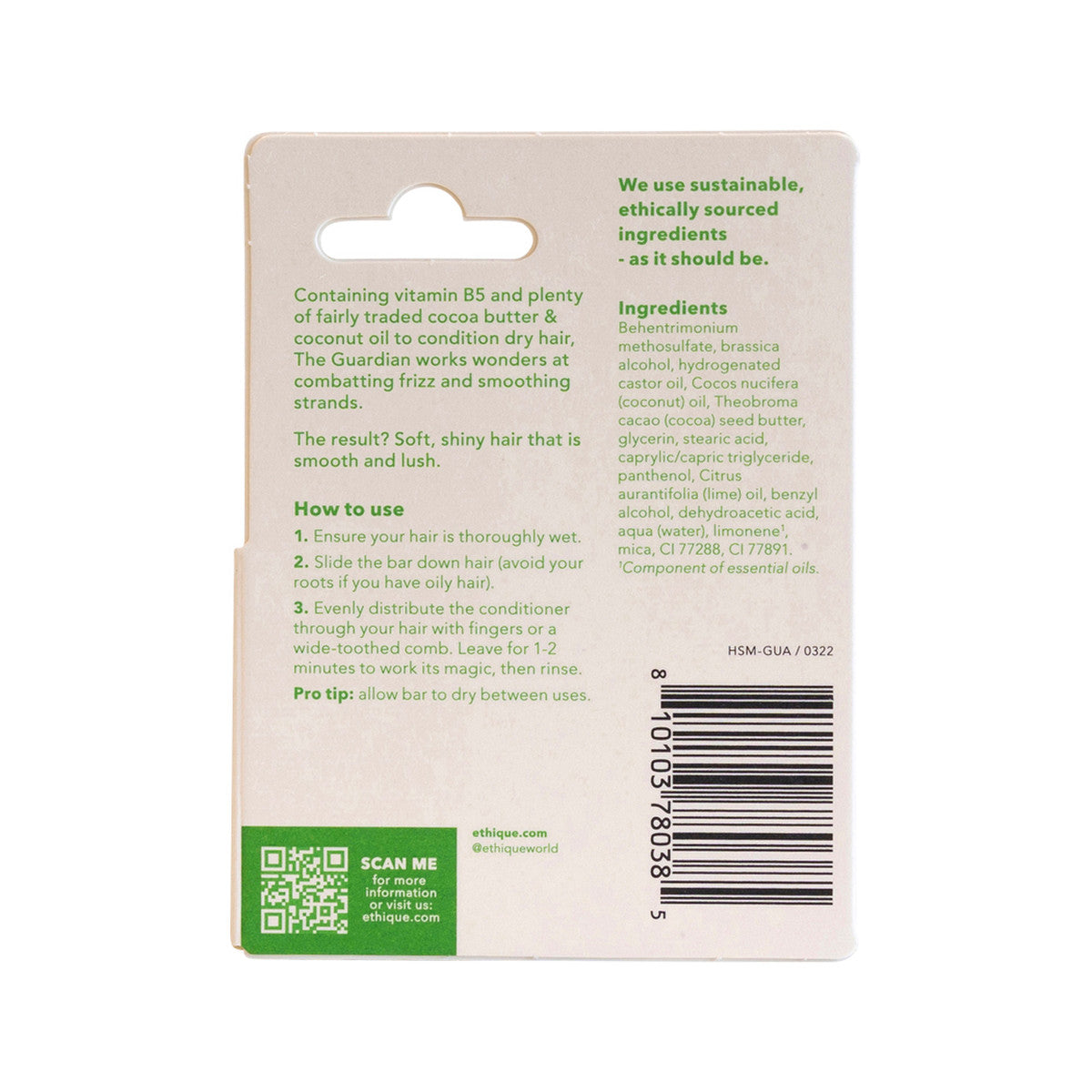Ethique Bar Conditioner Nourishing Solid The Guardian (For Balanced To Dry Hair) 15g - Cutprice Online