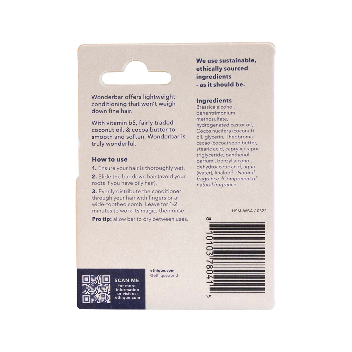 Ethique Bar Conditioner Lightweight Solid Wonderbar (For Oily To Balanced Hair) 15g - Cutprice Online