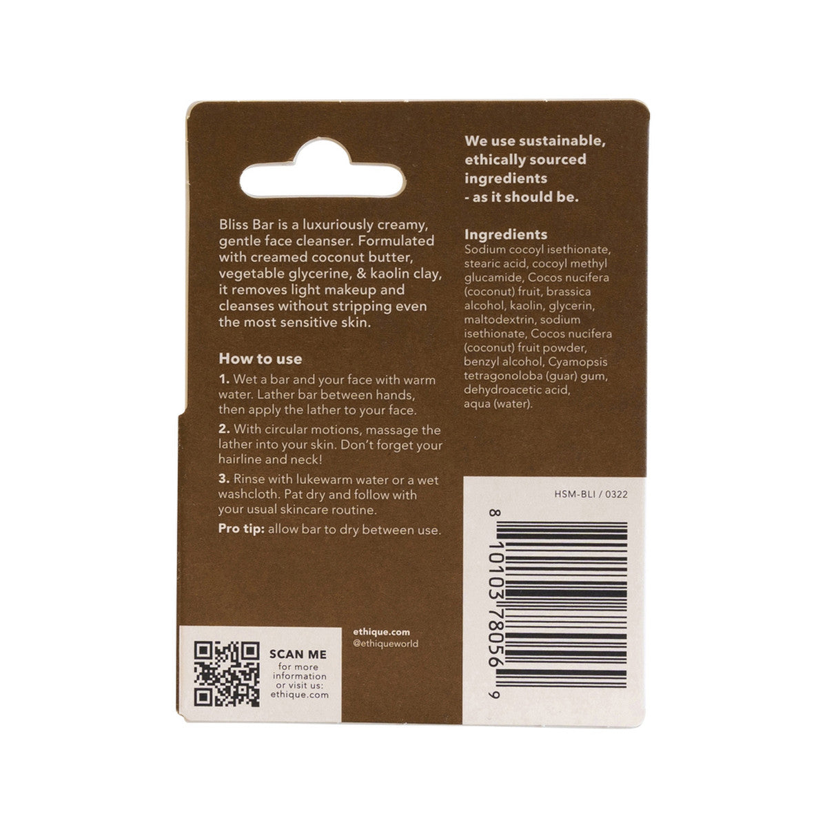 Ethique Bar Face Cleanser Gentle Solid Bliss Bar (For Balanced To Dry Skin) 15g - Cutprice Online