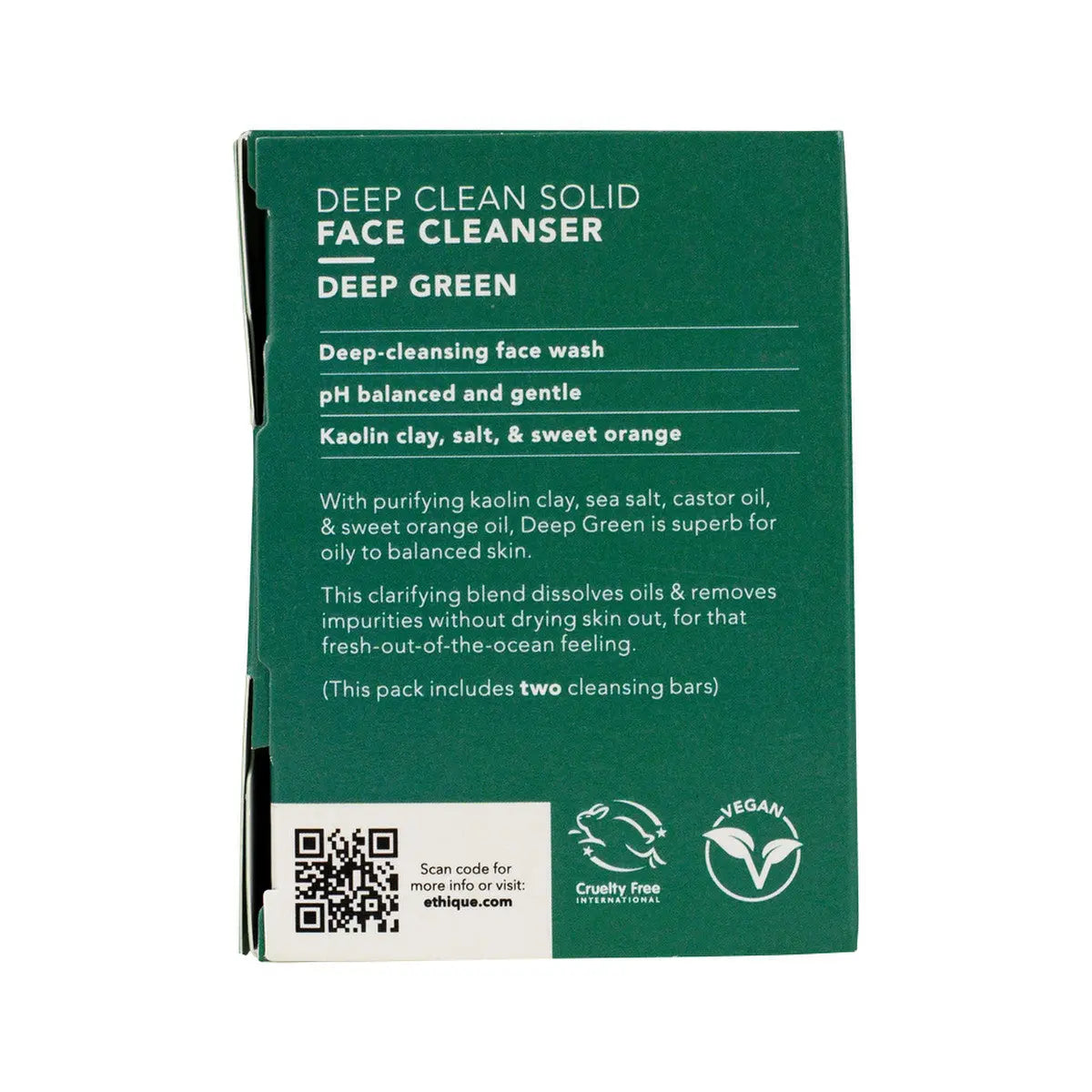 ETHIQUE Solid Face Cleanser Bar Deep Green 100g ETHIQUE