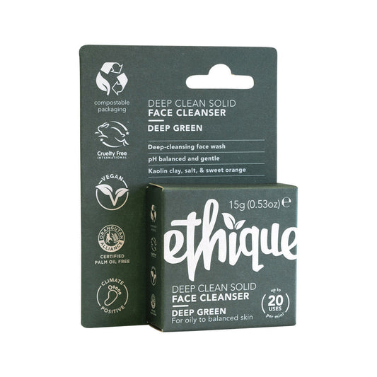 Ethique Bar Face Cleanser Deep Clean Solid Deep Green (For Oily To Balanced) 15g - Cutprice Online