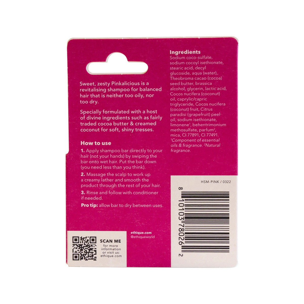 Ethique Bar Shampoo Uplifting Solid Pinkalicious (Revives Balanced Hair) 15g - Cutprice Online