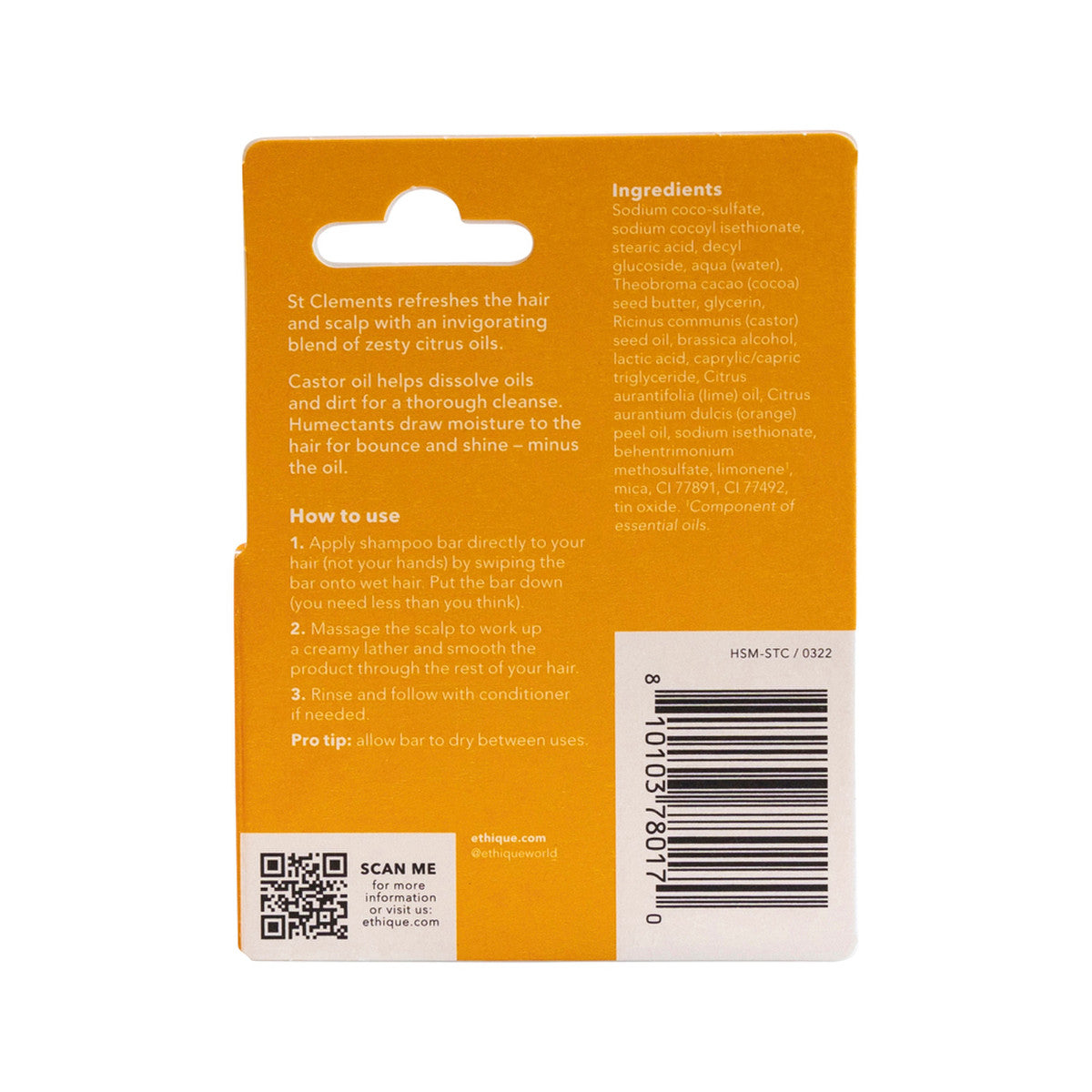 Ethique Bar Shampoo Clarifying Solid St Clements (Refreshes Oily Hair) 15g - Cutprice Online