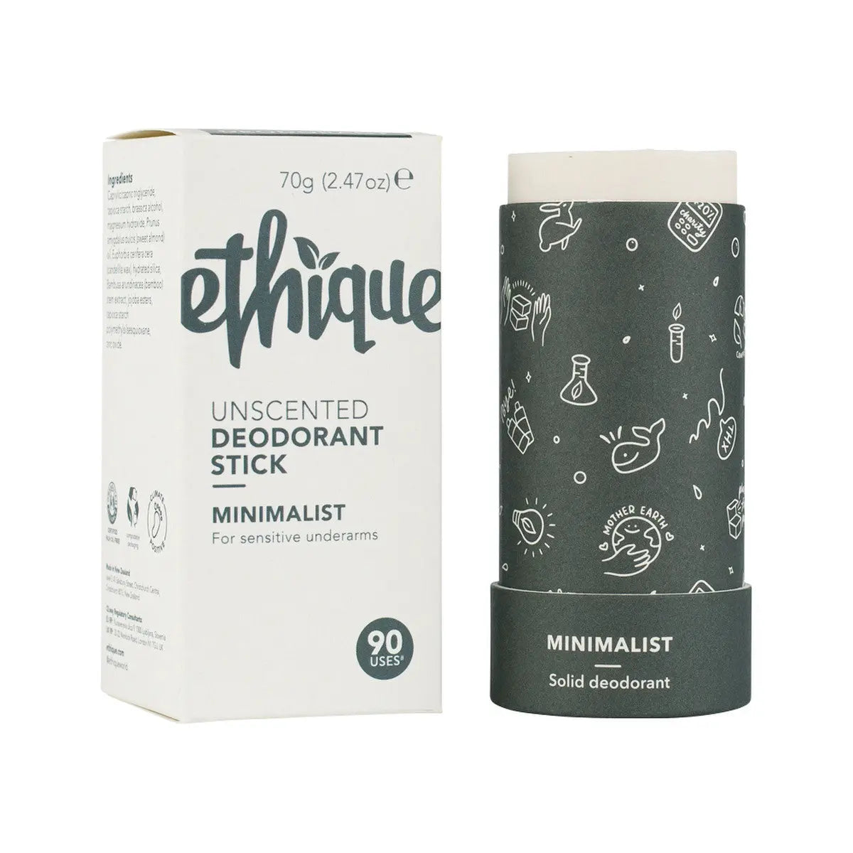 ETHIQUE Solid Deodorant Stick Minimalist - Unscented 70g ETHIQUE
