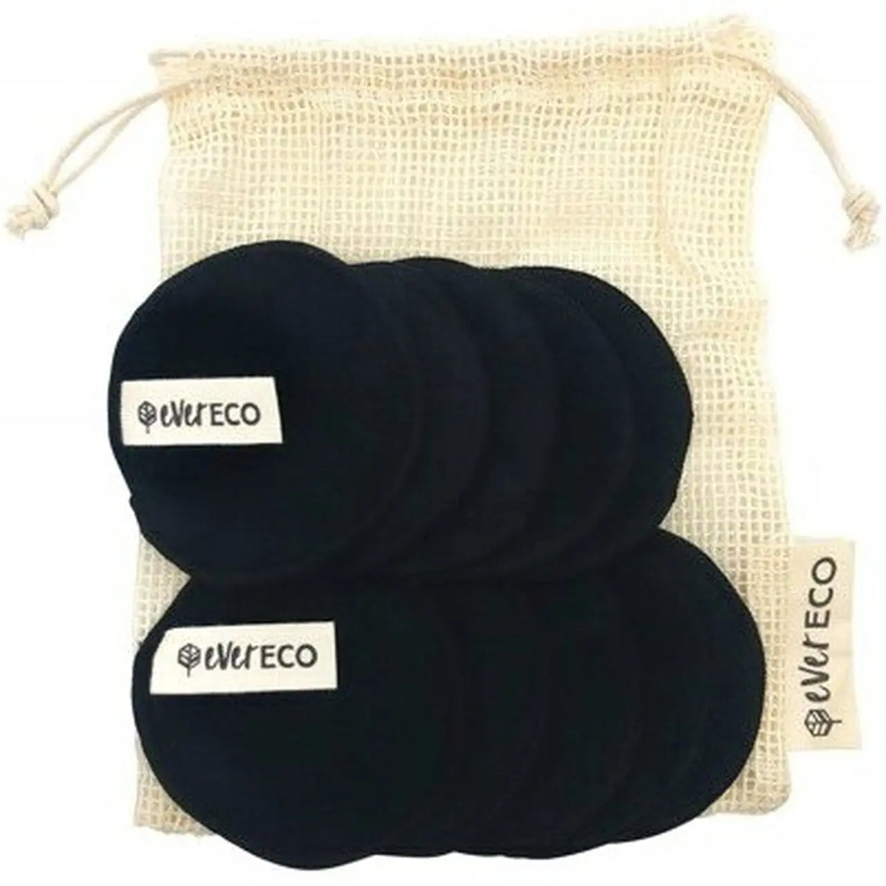 EVER ECO Reusable Bamboo Makeup Removal Pads Black With Cotton Wash Bag 10 EVER ECO