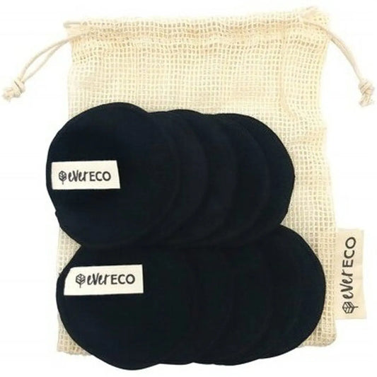 EVER ECO Reusable Bamboo Makeup Removal Pads Black With Cotton Wash Bag 10 EVER ECO