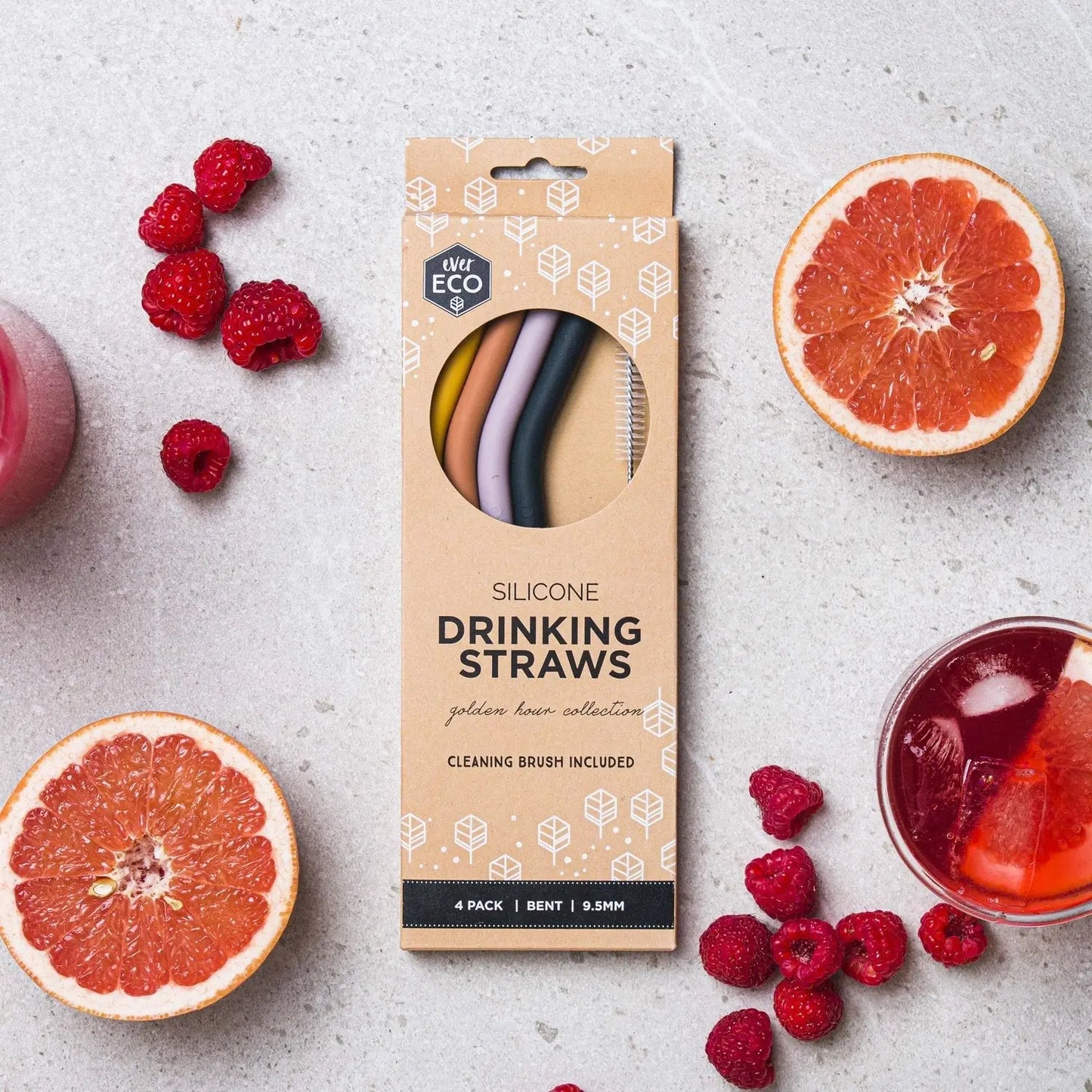 EVER ECO Silicone Straws Bent Golden Hour Collection 4pk EVER ECO