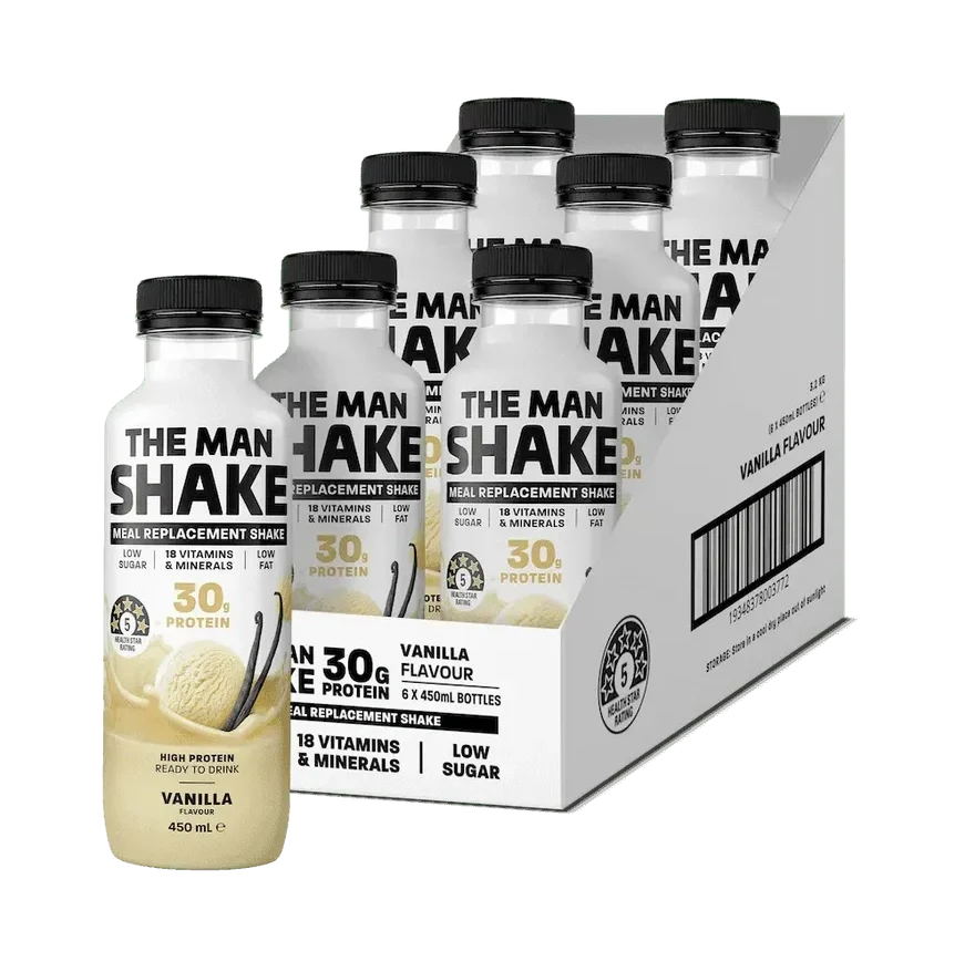 The Man Shake Full Meal Replacement Ready-to-Drink Vanilla 450ml x 6 Pack