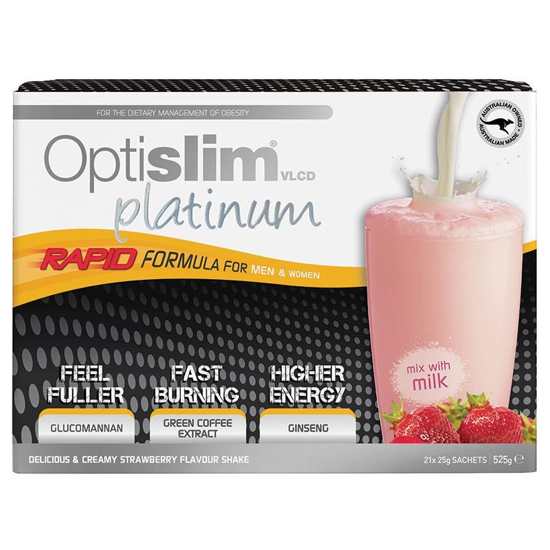 Optislim VLCD Platinum Strawberry Shake 21x25g Sachets - Cutprice Online