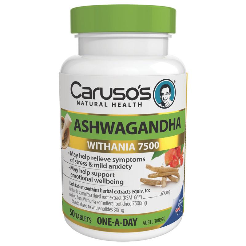 Caruso's Natural Health Ashwagandha Withania 7500 50 Tablets - Cutprice Online