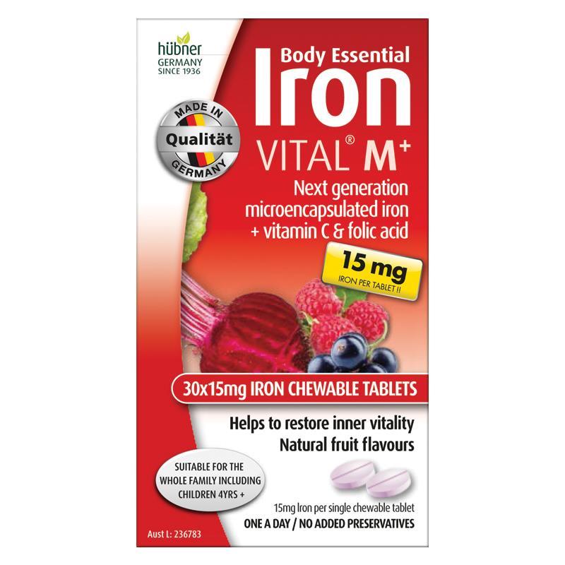 Body Essential Iron Vital M+ Chewable 30 Tablets BODY ESSENTIAL