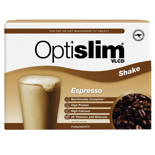 Optislim VLCD Meal Replacement Shake Espresso 21x43g Sachets - Cutprice Online