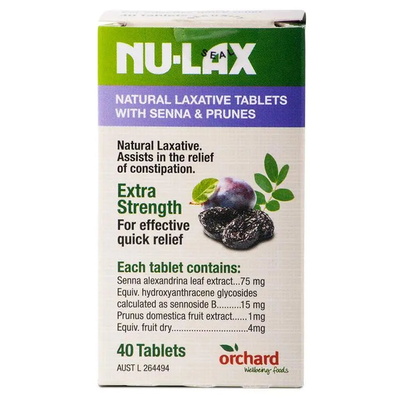 Nu-lax Natural Laxative Tablets with Senna and Prunes 40 Tablets NU-LAX