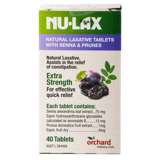 Nu-lax Natural Laxative Tablets with Senna and Prunes 40 Tablets NU-LAX