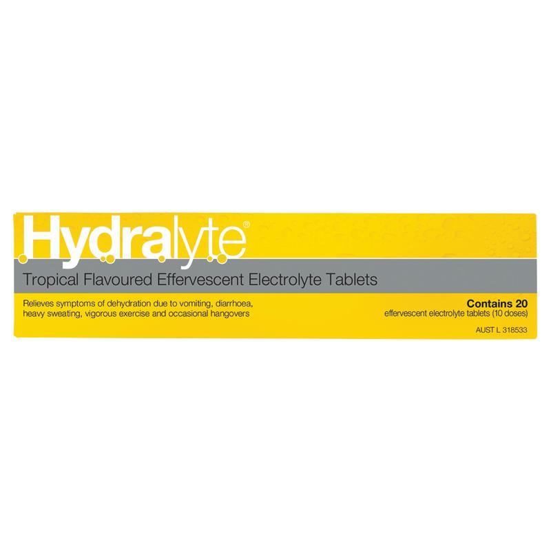 Hydralyte Electrolyte Effervescent Tropical 20 Tablets - Cutprice Online