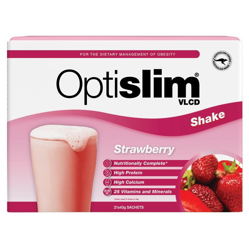 Optislim VLCD Meal Replacement Shake Strawberry 21x43g Sachets - Cutprice Online