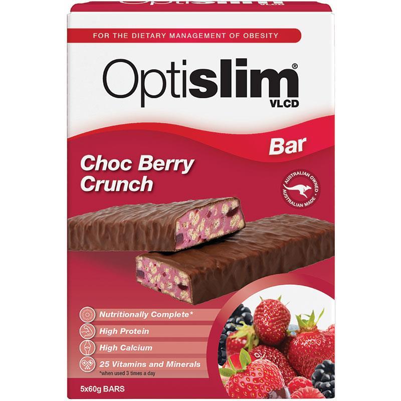 OptiSlim VLCD Bar Choc Berry Crunch 5PK - Cutprice Online