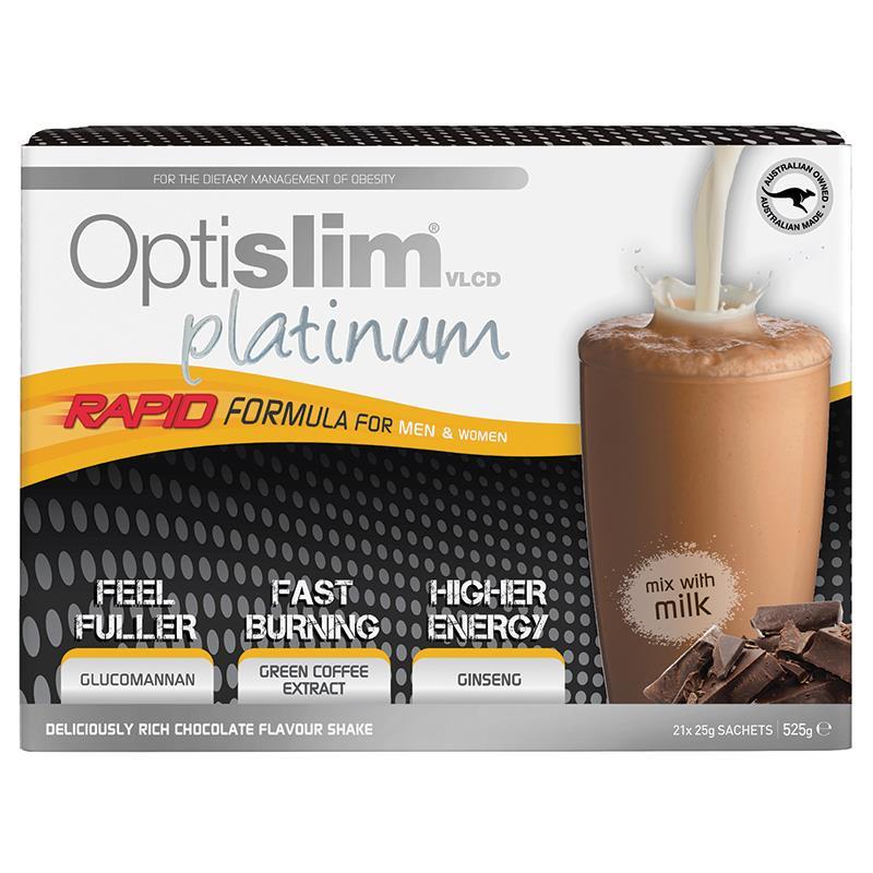 Optislim VLCD Platinum Chocolate Shake 21x25g Sachets - Cutprice Online