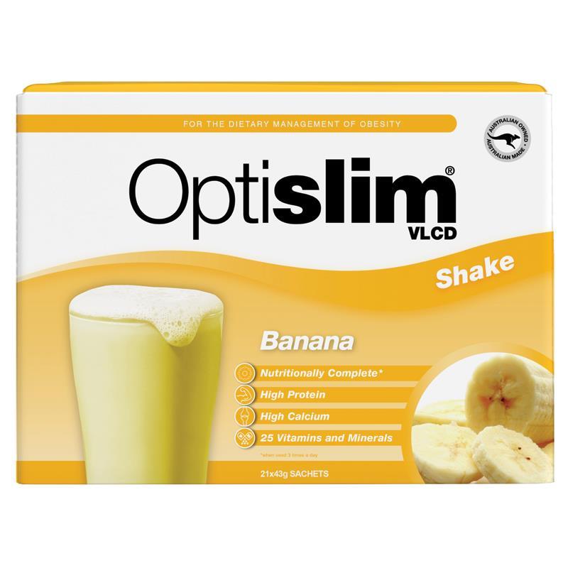 Optislim VLCD Meal Replacement Shake Banana 21x43g Sachets - Cutprice Online