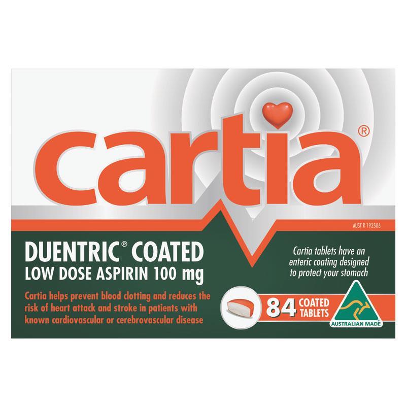 Cartia 100mg Duentric coating Tablets 84 - Cutprice Online